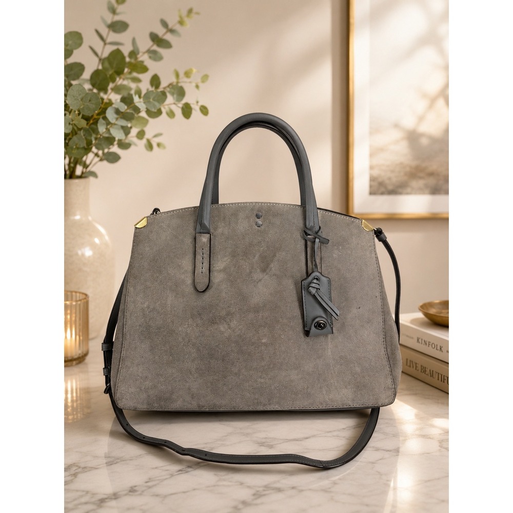 Coach 1941 Cooper Carryall bag in Heather Grey Suede Leather Satchel Bag 22822